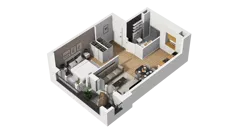 1 pokój, mieszkanie 40,24 m², piętro 1, oferta nr B1/11, Zajezdnia Motława, Gdańsk, Śródmieście, Dolne Miasto, ul. Kurza