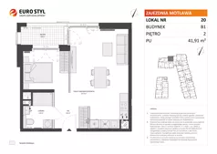 1 pokój, mieszkanie 41,91 m², piętro 2, oferta nr B1/20, Zajezdnia Motława, Gdańsk, Śródmieście, Dolne Miasto, ul. Kurza