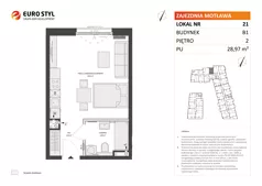1 pokój, mieszkanie 28,97 m², piętro 2, oferta nr B1/21, Zajezdnia Motława, Gdańsk, Śródmieście, Dolne Miasto, ul. Kurza
