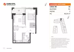 1 pokój, mieszkanie 40,24 m², piętro 2, oferta nr B1/22, Zajezdnia Motława, Gdańsk, Śródmieście, Dolne Miasto, ul. Kurza