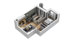 1 pokój, mieszkanie 40,24 m², piętro 2, oferta nr B1/22, Zajezdnia Motława, Gdańsk, Śródmieście, Dolne Miasto, ul. Kurza
