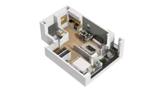 1 pokój, mieszkanie 40,24 m², piętro 2, oferta nr B1/22, Zajezdnia Motława, Gdańsk, Śródmieście, Dolne Miasto, ul. Kurza