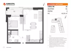 1 pokój, mieszkanie 41,91 m², piętro 3, oferta nr B1/31, Zajezdnia Motława, Gdańsk, Śródmieście, Dolne Miasto, ul. Kurza