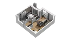 1 pokój, mieszkanie 41,91 m², piętro 3, oferta nr B1/31, Zajezdnia Motława, Gdańsk, Śródmieście, Dolne Miasto, ul. Kurza