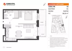 1 pokój, mieszkanie 38,50 m², parter, oferta nr B1/53, Zajezdnia Motława, Gdańsk, Śródmieście, Dolne Miasto, ul. Kurza