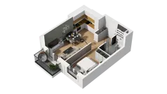 1 pokój, mieszkanie 38,50 m², piętro 1, oferta nr B1/63, Zajezdnia Motława, Gdańsk, Śródmieście, Dolne Miasto, ul. Kurza