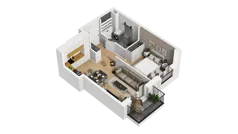 1 pokój, mieszkanie 38,50 m², piętro 1, oferta nr B1/63, Zajezdnia Motława, Gdańsk, Śródmieście, Dolne Miasto, ul. Kurza