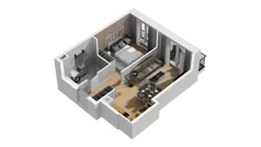 1 pokój, mieszkanie 38,50 m², piętro 1, oferta nr B1/63, Zajezdnia Motława, Gdańsk, Śródmieście, Dolne Miasto, ul. Kurza