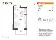 1 pokój, mieszkanie 25,71 m², piętro 2, oferta nr A/44, Osiedle Warszawska - etap IV, Gdańsk, Ujeścisko-Łostowice, Ujeścisko, ul. Warszawska