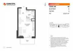 1 pokój, mieszkanie 25,67 m², piętro 3, oferta nr A/48, Osiedle Warszawska - etap IV, Gdańsk, Ujeścisko-Łostowice, Ujeścisko, ul. Warszawska