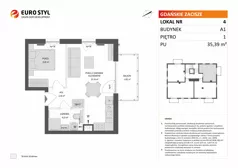 2 pokoje, mieszkanie 35,39 m², piętro 1, oferta nr A1/4, Gdańskie Zacisze, Gdańsk, Kokoszki, ul. Bysewska