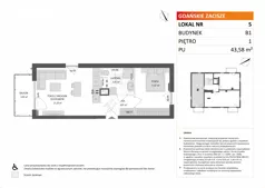 2 pokoje, mieszkanie 43,58 m², piętro 1, oferta nr B1/5, Gdańskie Zacisze, Gdańsk, Kokoszki, ul. Bysewska