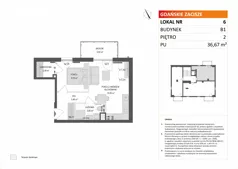 2 pokoje, mieszkanie 36,67 m², piętro 2, oferta nr B1/6, Gdańskie Zacisze, Gdańsk, Kokoszki, ul. Bysewska