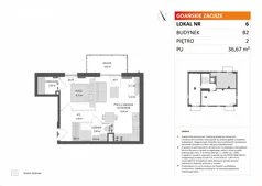 2 pokoje, mieszkanie 36,67 m², piętro 2, oferta nr B2/6, Gdańskie Zacisze, Gdańsk, Kokoszki, ul. Bysewska