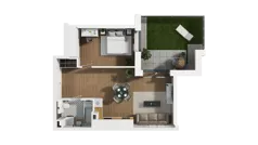 2 pokoje, mieszkanie 38,99 m², piętro 1, oferta nr B2/70, Locus 2 - etap II, Rumia, Janowo, ul. Dąbrowskiego