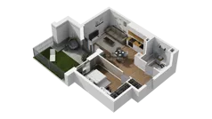 2 pokoje, mieszkanie 38,99 m², piętro 1, oferta nr B2/70, Locus 2 - etap II, Rumia, Janowo, ul. Dąbrowskiego