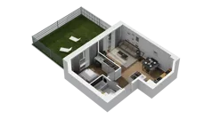 2 pokoje, mieszkanie 38,99 m², piętro 1, oferta nr B2/70, Locus 2 - etap II, Rumia, Janowo, ul. Dąbrowskiego