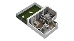2 pokoje, mieszkanie 38,99 m², piętro 1, oferta nr B2/70, Locus 2 - etap II, Rumia, Janowo, ul. Dąbrowskiego