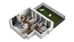 2 pokoje, mieszkanie 38,99 m², piętro 1, oferta nr B2/70, Locus 2 - etap II, Rumia, Janowo, ul. Dąbrowskiego