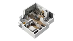 2 pokoje, mieszkanie 41,71 m², piętro 5, oferta nr B1/40, Locus 2 - etap I, Rumia, Janowo, ul. Dąbrowskiego