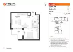 2 pokoje, mieszkanie 43,92 m², piętro 5, oferta nr B1/41, Locus 2 - etap I, Rumia, Janowo, ul. Dąbrowskiego