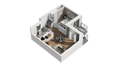2 pokoje, mieszkanie 41,71 m², piętro 6, oferta nr B1/46, Locus 2 - etap I, Rumia, Janowo, ul. Dąbrowskiego