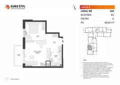 2 pokoje, mieszkanie 40,64 m², piętro 6, oferta nr B2/103, Locus 2 - etap II, Rumia, Janowo, ul. Dąbrowskiego