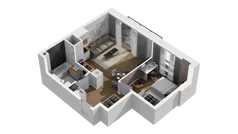 2 pokoje, mieszkanie 40,64 m², piętro 6, oferta nr B2/103, Locus 2 - etap II, Rumia, Janowo, ul. Dąbrowskiego