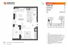 2 pokoje, mieszkanie 34,73 m², piętro 1, oferta nr A/9, Esencja, Gdańsk, Śródmieście, Dolne Miasto, ul. Kamienna Grobla / Jałmużnicza