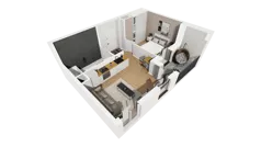 2 pokoje, mieszkanie 34,73 m², piętro 1, oferta nr A/9, Esencja, Gdańsk, Śródmieście, Dolne Miasto, ul. Kamienna Grobla / Jałmużnicza