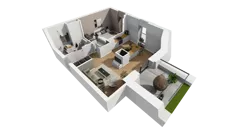 2 pokoje, mieszkanie 53,72 m², piętro 5, oferta nr A/58, Esencja, Gdańsk, Śródmieście, Dolne Miasto, ul. Kamienna Grobla / Jałmużnicza