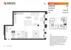 2 pokoje, mieszkanie 51,94 m², parter, oferta nr A/60, Esencja, Gdańsk, Śródmieście, Dolne Miasto, ul. Kamienna Grobla / Jałmużnicza