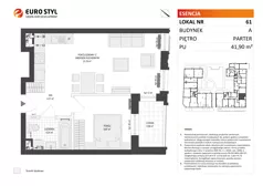2 pokoje, mieszkanie 41,90 m², parter, oferta nr A/61, Esencja, Gdańsk, Śródmieście, Dolne Miasto, ul. Kamienna Grobla / Jałmużnicza