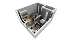 2 pokoje, mieszkanie 41,90 m², parter, oferta nr A/61, Esencja, Gdańsk, Śródmieście, Dolne Miasto, ul. Kamienna Grobla / Jałmużnicza