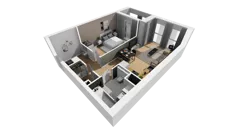 2 pokoje, mieszkanie 49,76 m², piętro 1, oferta nr A/73, Esencja, Gdańsk, Śródmieście, Dolne Miasto, ul. Kamienna Grobla / Jałmużnicza