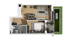 2 pokoje, mieszkanie 40,63 m², parter, oferta nr B1/3, Zajezdnia Motława, Gdańsk, Śródmieście, Dolne Miasto, ul. Kurza