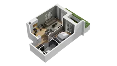 2 pokoje, mieszkanie 40,63 m², parter, oferta nr B1/3, Zajezdnia Motława, Gdańsk, Śródmieście, Dolne Miasto, ul. Kurza