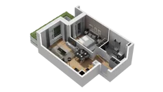 2 pokoje, mieszkanie 40,63 m², parter, oferta nr B1/3, Zajezdnia Motława, Gdańsk, Śródmieście, Dolne Miasto, ul. Kurza