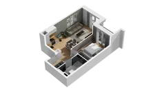 2 pokoje, mieszkanie 40,63 m², piętro 1, oferta nr B1/14, Zajezdnia Motława, Gdańsk, Śródmieście, Dolne Miasto, ul. Kurza