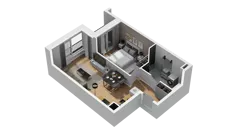 2 pokoje, mieszkanie 40,63 m², piętro 1, oferta nr B1/14, Zajezdnia Motława, Gdańsk, Śródmieście, Dolne Miasto, ul. Kurza