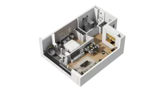 2 pokoje, mieszkanie 40,63 m², piętro 1, oferta nr B1/14, Zajezdnia Motława, Gdańsk, Śródmieście, Dolne Miasto, ul. Kurza