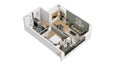 2 pokoje, mieszkanie 40,63 m², piętro 1, oferta nr B1/14, Zajezdnia Motława, Gdańsk, Śródmieście, Dolne Miasto, ul. Kurza