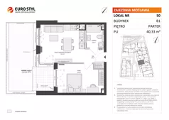 2 pokoje, mieszkanie 40,33 m², parter, oferta nr B1/50, Zajezdnia Motława, Gdańsk, Śródmieście, Dolne Miasto, ul. Kurza