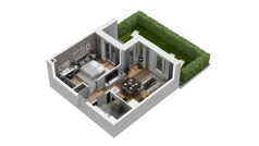 2 pokoje, mieszkanie 40,33 m², parter, oferta nr B1/50, Zajezdnia Motława, Gdańsk, Śródmieście, Dolne Miasto, ul. Kurza