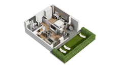 2 pokoje, mieszkanie 40,33 m², parter, oferta nr B1/50, Zajezdnia Motława, Gdańsk, Śródmieście, Dolne Miasto, ul. Kurza