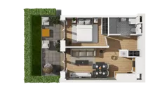 2 pokoje, mieszkanie 34,21 m², parter, oferta nr B2/1, Zajezdnia Motława, Gdańsk, Śródmieście, Dolne Miasto, ul. Kurza