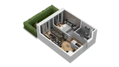 2 pokoje, mieszkanie 34,21 m², parter, oferta nr B2/1, Zajezdnia Motława, Gdańsk, Śródmieście, Dolne Miasto, ul. Kurza