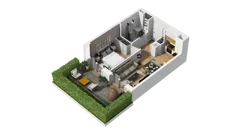 2 pokoje, mieszkanie 34,21 m², parter, oferta nr B2/1, Zajezdnia Motława, Gdańsk, Śródmieście, Dolne Miasto, ul. Kurza