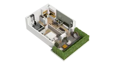 2 pokoje, mieszkanie 34,21 m², parter, oferta nr B2/1, Zajezdnia Motława, Gdańsk, Śródmieście, Dolne Miasto, ul. Kurza