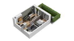 2 pokoje, mieszkanie 34,21 m², parter, oferta nr B2/1, Zajezdnia Motława, Gdańsk, Śródmieście, Dolne Miasto, ul. Kurza